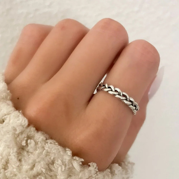 Jewelry - 925 Sterling Silver Minimalist Ring Thin Chain Link Ring Dainty Ring